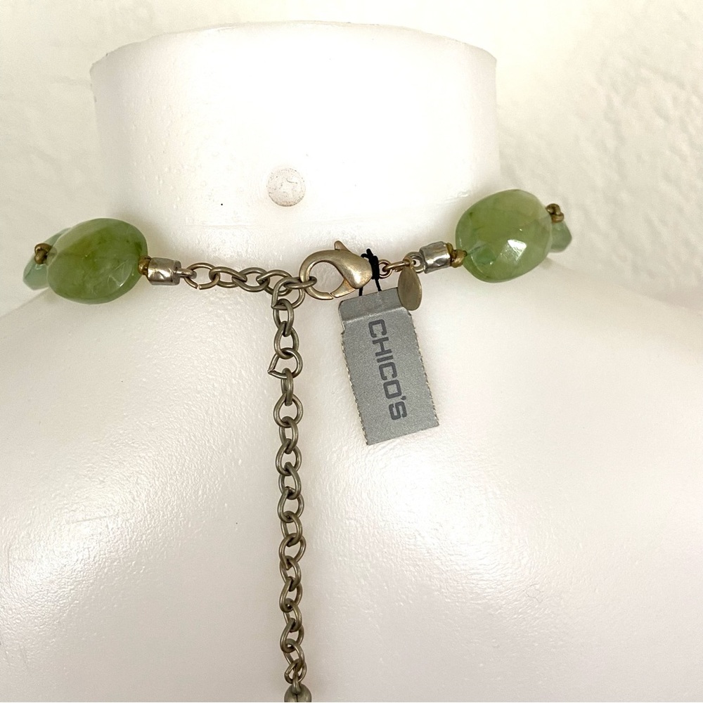 Chicos Green Copper Colored Statement Necklace - image 5